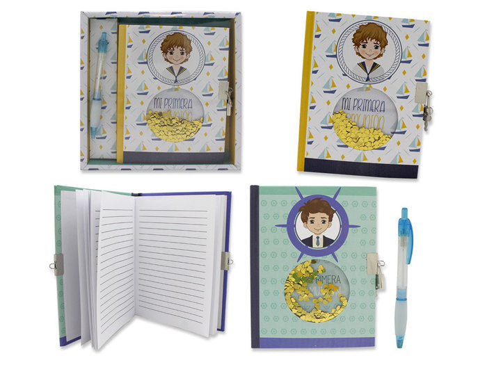 DIARIO NIÑO LENTEJUELAS Y BOLIGRAFO COMUNION | 1 UNIDADES | (POESSA BISMARK REGALO)