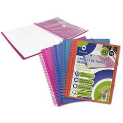 CARPETA ESPIRAL A4 40 FUNDAS NEON PP SURTIDAS BISMARK | 1 UNIDADES | (POESSA BISMARK BASICO)