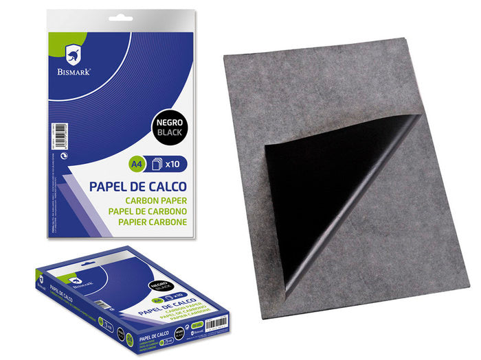 Papel Calco A4 10 Hojas Negro Poessa Bismark (Pack 24 uds)