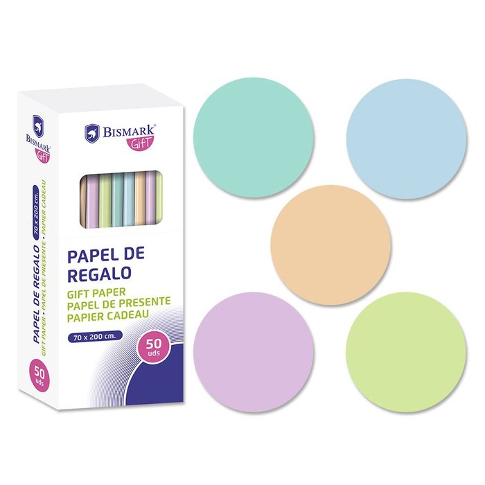 PAPEL DE REGALO LISO PASTEL 70X200CM | POESSA BISMARK GIFT | ENVASE 50 UDS. UNIDAD | 18430173287127 Imagen principal del producto
