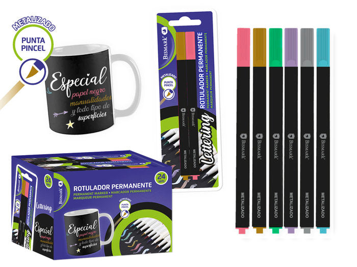 Set 2 Rotuladores Metalicos Lettering Punta Pincel | Poessa Bismark Regalo | Pack 1 Unidades Imagen principal del producto