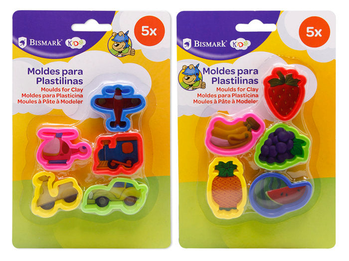 MOLDES PLASTILINA FRUTAS Y TRANSPORTE 5U | 12 UNIDADES | (POESSA BISMARK BASICO) Imagen principal del producto