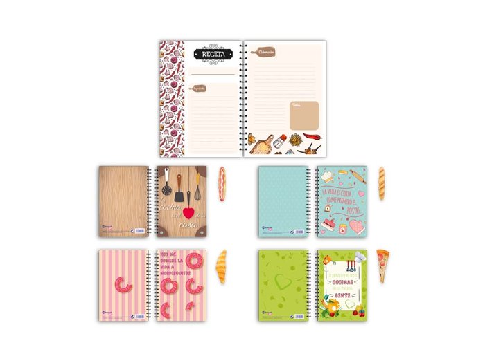 Cuaderno recetas con bolígrafo verduras 60H Poessa Bismarck Regalo