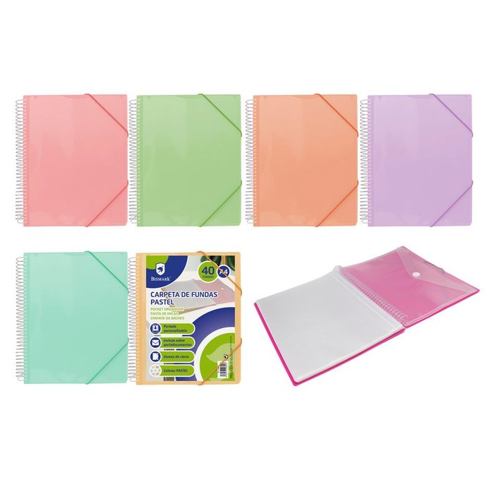CARPETA ESPIRAL 40 FUNDAS PP PASTEL SURTIDAS | 1 UNIDADES | (POESSA BISMARK BASICO)
