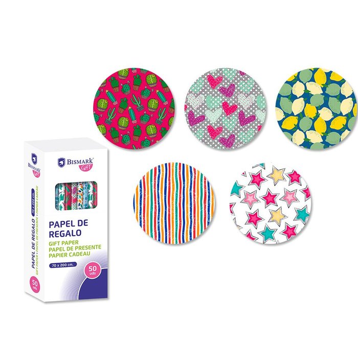EXPOSITOR 50 ROLLOS PAPEL REGALO TODO TIEMPO MOMENTS 70X200 | POESSA BISMARK GIFT | ENVASE 50 UDS. UNIDAD | 18430173298543 Imagen principal del producto