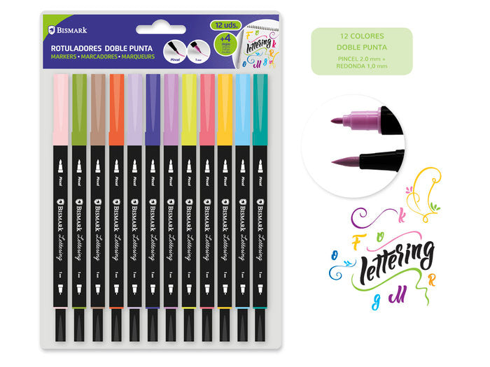 Set 12 Rotuladores Doble Punta Lettering | Poessa Bismark Regalo | Pack 1 Unidades Imagen principal del producto