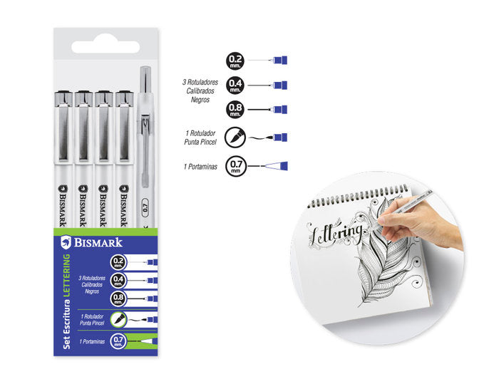 ✅ SET 3 ROTULADORES CALIBRADOS+PUNTA PINCEL+PORTAMINAS LETTER Imagen principal del producto