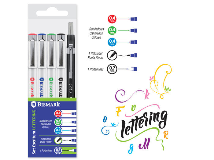 ✅ SET 3 ROTULADORES COLOR CALIBRADOS+PUNTA PINCEL+PORTAMINA Imagen principal del producto