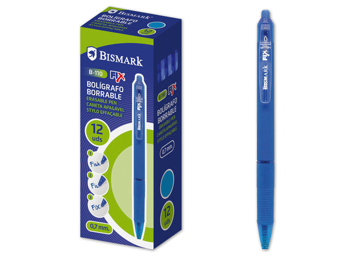 BOLIGRAFO BORRABLE BISMARK CON CLIP AZUL 12U | 12 UNIDADES | (POESSA BISMARK BASICO) Imagen principal del producto