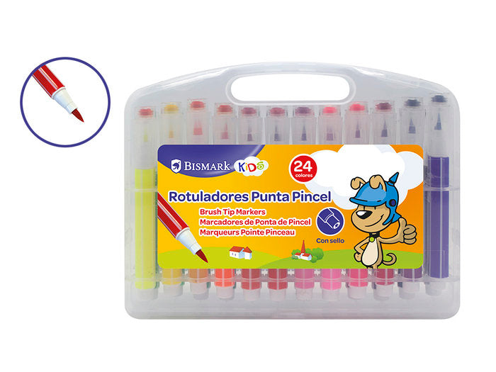 Rotuladores Infantiles Pincel Con Sello 24 Colores | Poessa Bismark Regalo | Pack 1 Unidades Imagen principal del producto