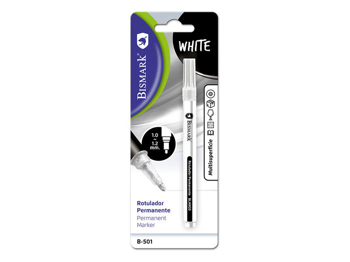 Rotulador Permanente Blanco Punta Redonda | Poessa Bismark Basico | Pack 12 Unidades Imagen principal del producto