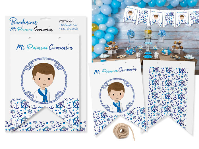BOLSA CON 12 BANDERINES NIÑO MI PRIMERA COMUNION | POESSA | 1 UNIDAD | 8430173302977