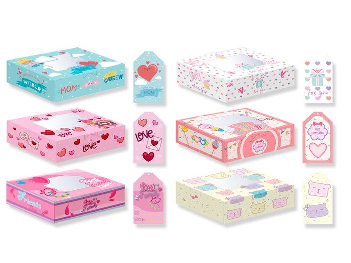 CAJA PLEGABLE PARA REGALO DECORADA CON VENTANA | POESSA BISMARK REGALO | 1 UNIDAD | 18430173308730 Imagen principal del producto