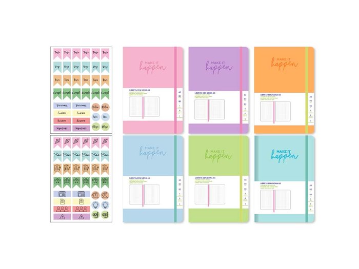 Expositor 12 Libretas Colores con Goma A5 80H Dots POESSA BISMARK REGALO Imagen principal del producto