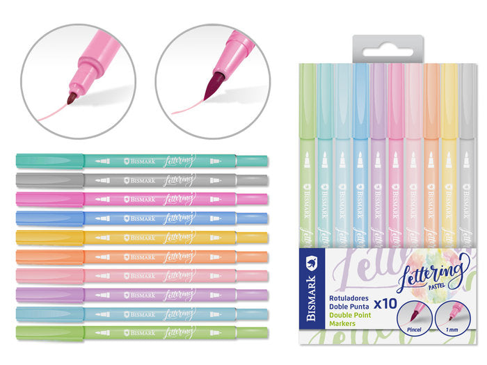 Rotuladores Doble Punta Lettering Pastel 10U | Poessa Bismark Regalo | Pack 1 Unidades Imagen principal del producto