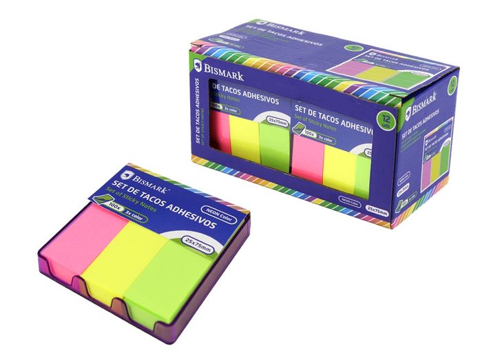 Set Taco 100 Hojas Adhesivo 25x75 Surtido