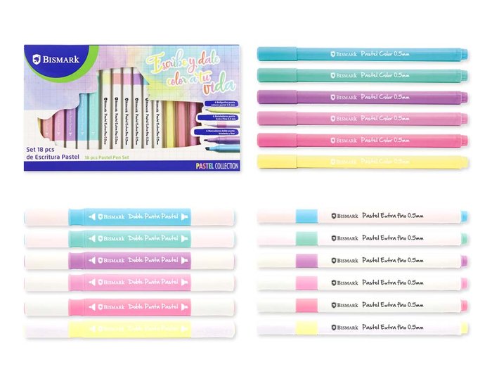Set 18 Rotuladores Escritura Pastel | Poessa Bismark Basico | Pack 1 Unidades Imagen principal del producto