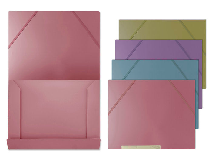 CARPETA A4 GOMAS Y SOLAPAS PP COLORES SURTIDOS PASTEL | 36 UNIDADES | (POESSA BISMARK BASICO)