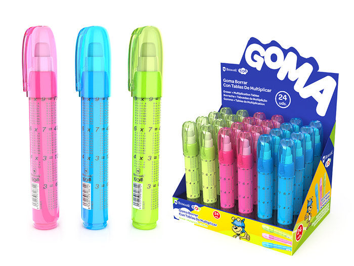 EXPOSITOR 24 GOMA DE BORRAR BARRA CON TABLAS MULTIPLICAR | 24 UNIDADES | (POESSA BISMARK REGALO) Imagen principal del producto
