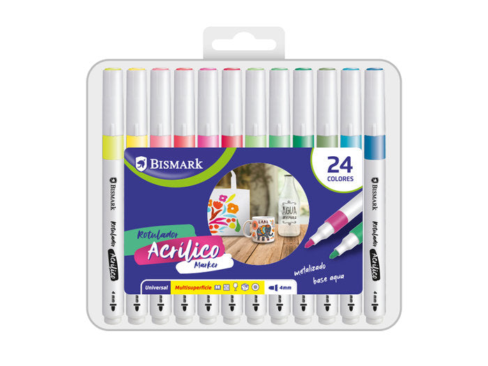Set 24 Rotuladores Acrilicos Metalizados | Poessa Bismark Regalo | Pack 1 Unidades Imagen principal del producto
