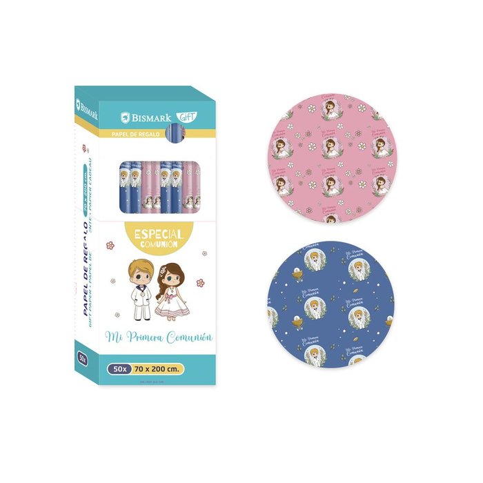 Expositor 50 rollos papel regalo comunión surtidos POESSA BISMARK REGALO Imagen principal del producto