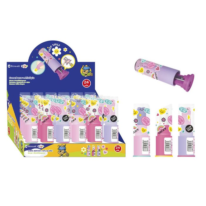 EXPOSITOR 24U GOMA BORRAR + AFILALAPIZ PINTALABIOS | 24 UNIDADES | (POESSA BISMARK REGALO)