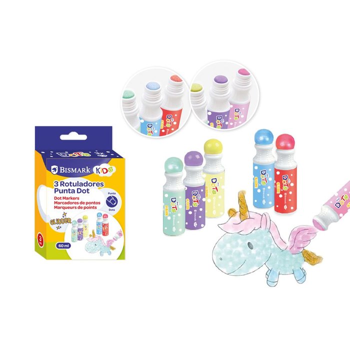 Set 3 Rotuladores Educativos Puntos 60Ml Glitter | Poessa Bismark Basico | Pack 1 Unidades Imagen principal del producto