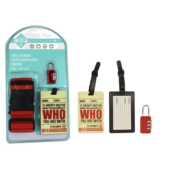 Set 3 uds. viaje Lagart: cinta maleta, tarjeta y candado