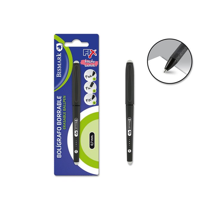 BOLIGRAFO BISMARK BORRABLE SOFT CON CAP NEGRO BOLSA 1 | 12 UNIDADES | (POESSA BISMARK BASICO)