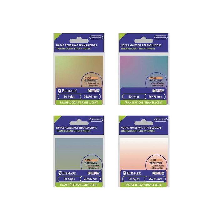 Taco notas adhesivo bismark translucido 76x76mm surtido rainbow Imagen principal del producto