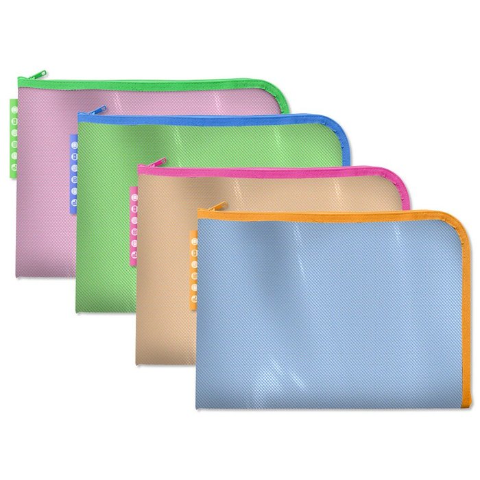 Bolsa portadocumentos cremalleras Eva A4 Neon Surtiadas Poessa Bismark