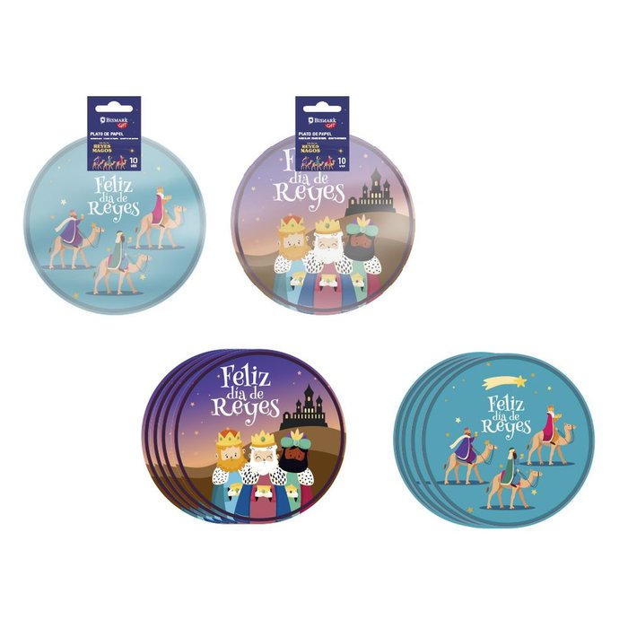 Platos Reyes Magos 23 cm Pack 10 unidades BISMARK Navidad