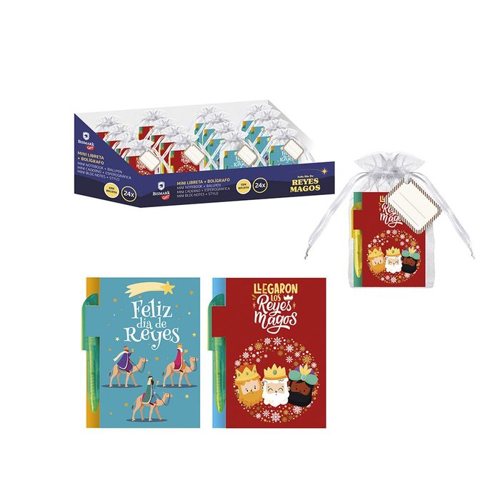 Mini libreta con bolígrafo Reyes Magos en bolsita BISMARK Navidad Imagen principal del producto