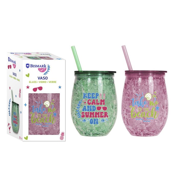 VASO 350 ML CON PAJITA 2 MODELOS SURTIDOS | POESSA BISMARK REGALO | 1 UNIDAD | 8430173332301 Imagen principal del producto