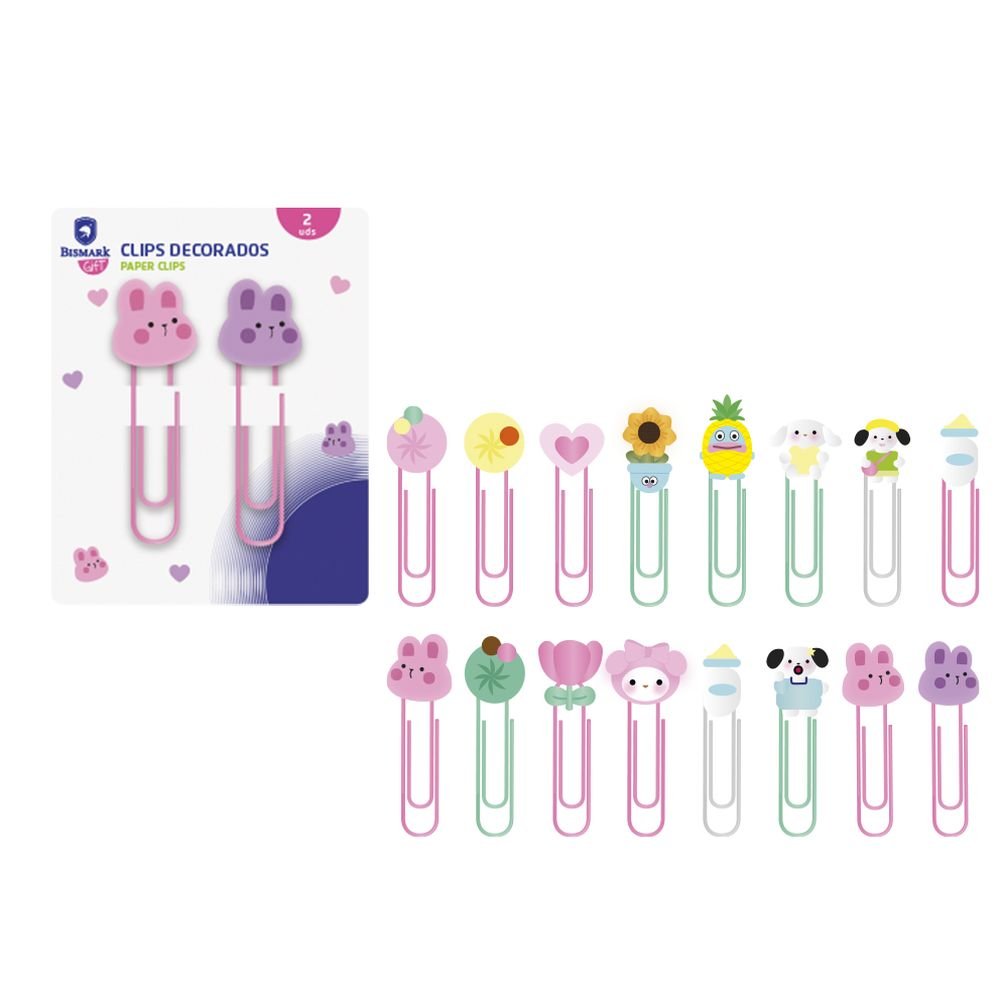 SET 2 CLIPS DECORADOS | 24 UNIDADES | (POESSA BISMARK GIFT) Imagen principal del producto
