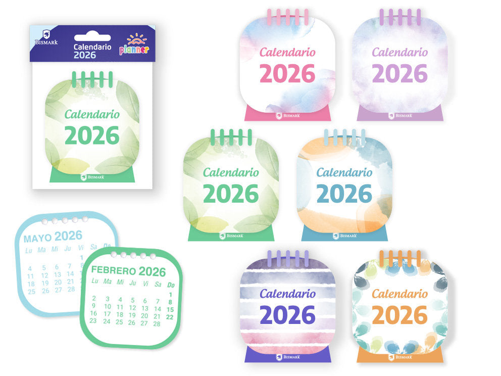 Mini Calendario 2026 Pastel con Espiral POESSA BISMARK BASICO Imagen principal del producto