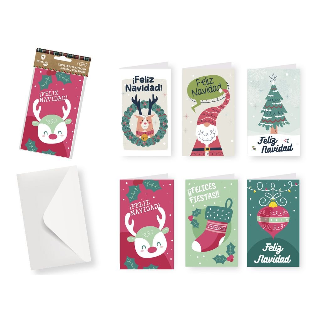 PACK 6 TARJETAS NAVIDAD C/SOBRE | BISMARK NAVIDAD | ENVASE 24 UDS. UNIDAD | 18430173335606 Imagen principal del producto
