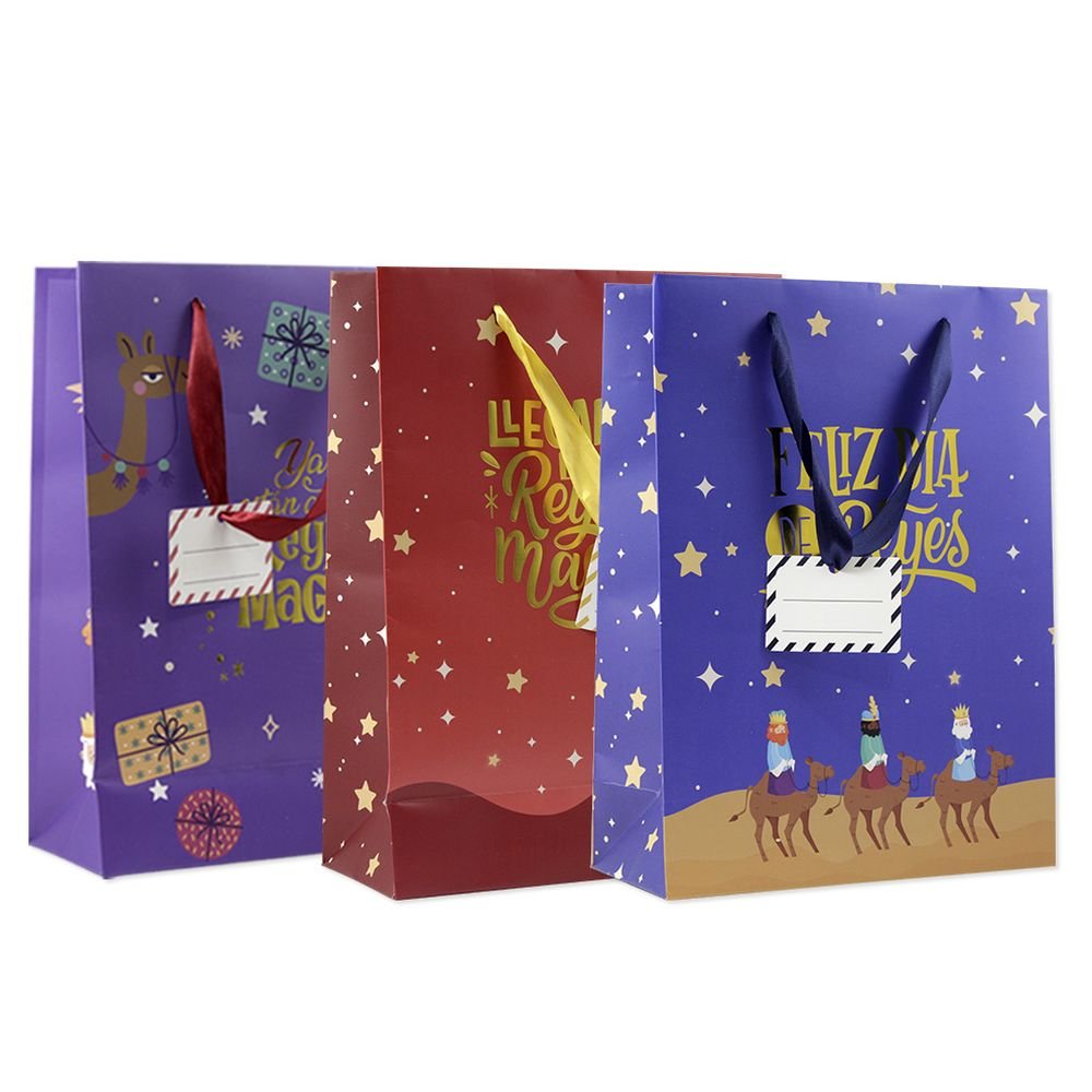 BOLSA PAPEL REYES MAGOS L FOIL CON TARJETA COLGANTE | BISMARK NAVIDAD | 1 UNIDAD | 18430173335996