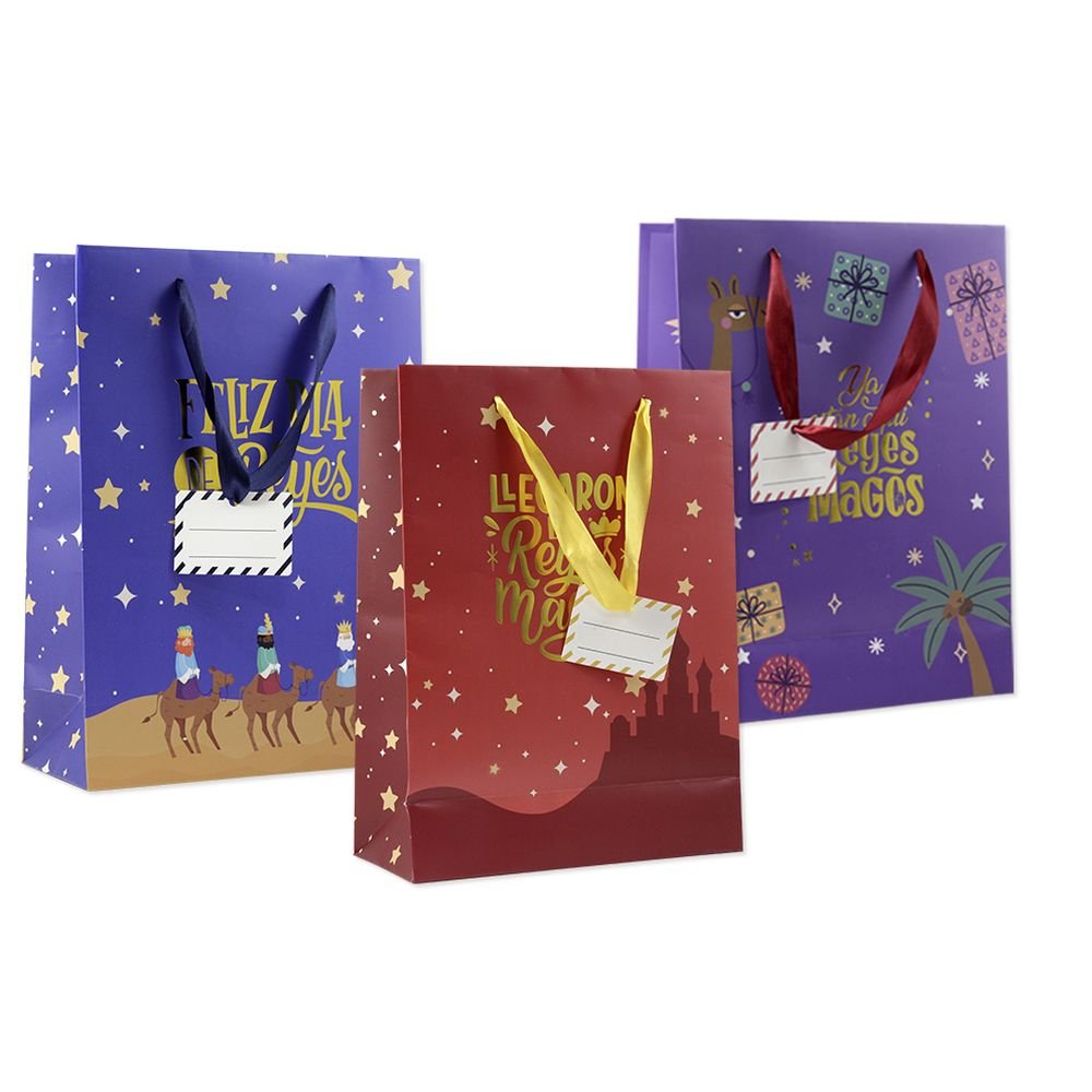 BOLSA PAPEL REYES MAGOS M FOIL CON TARJETA COLGANT | BISMARK NAVIDAD | 1 UNIDAD | 18430173336009 Imagen principal del producto
