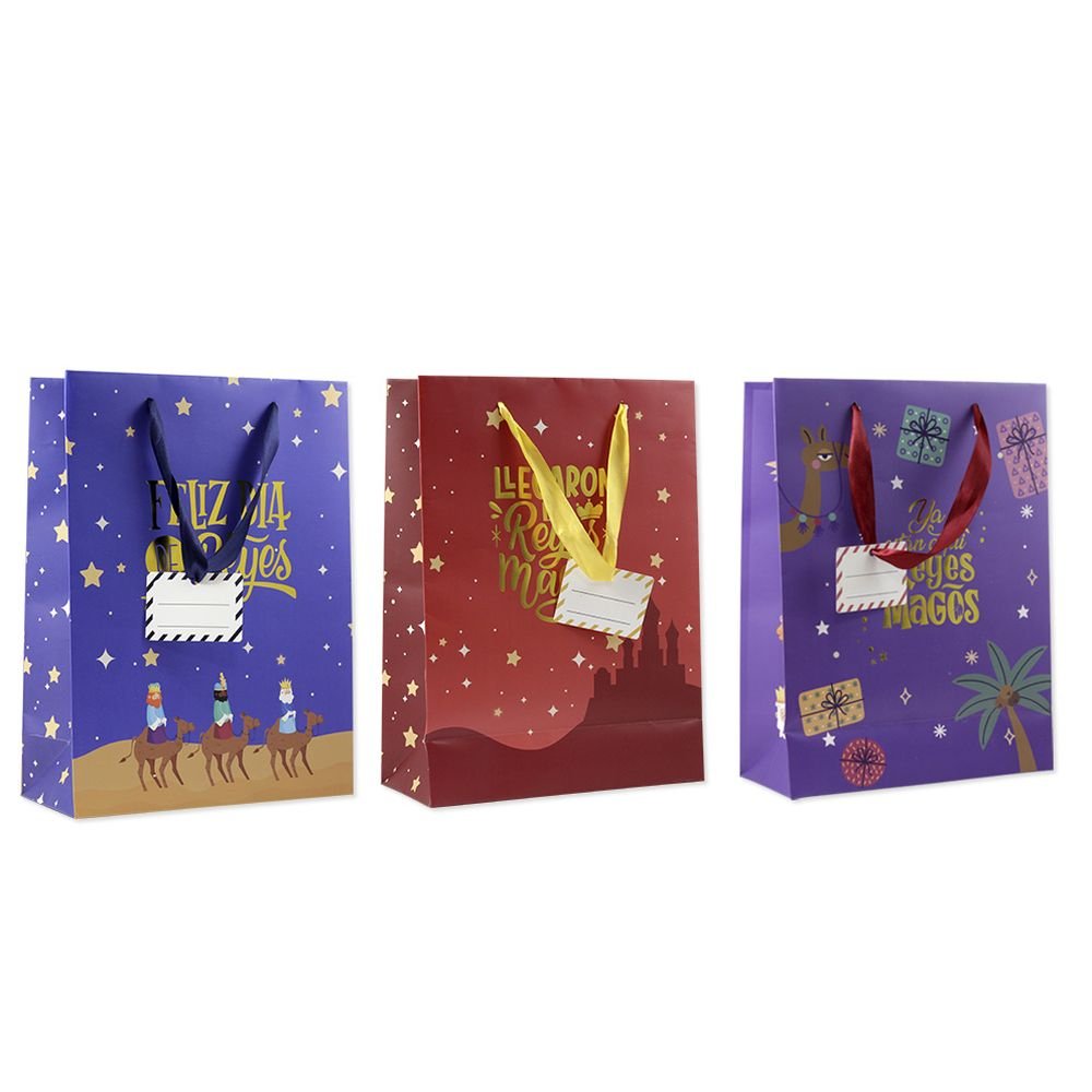 BOLSA PAPEL REYES MAGOS S FOIL CON TARJETA COLGANT | BISMARK NAVIDAD | ENVASE 48 UDS. UNIDAD | 18430173336016