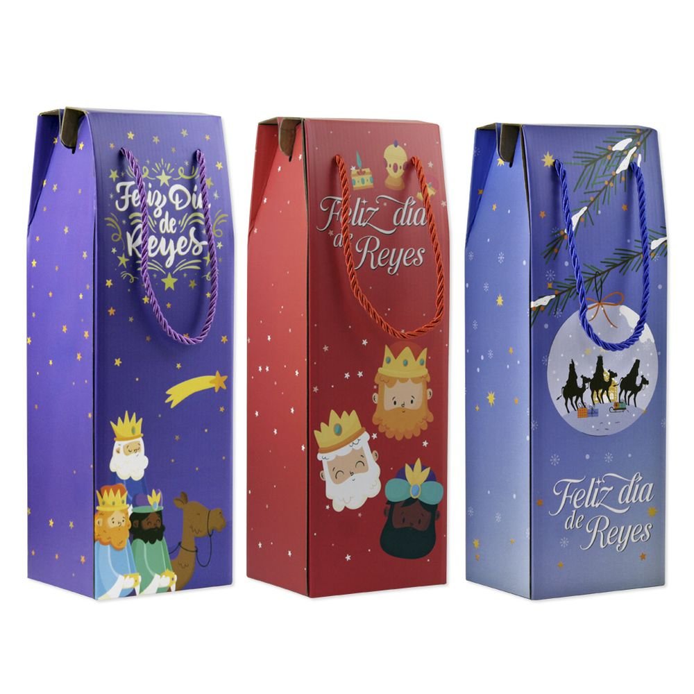 CAJA ASA MENSAJES EFECTO MADERA - BOTELLERO REYES MAGOS | BISMARK NAVIDAD | ENVASE 12 UDS. UNIDAD | 18430173336030