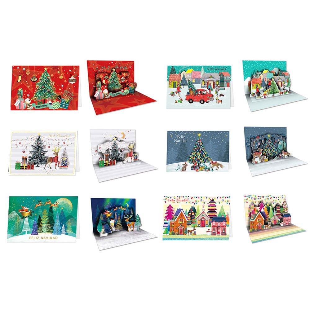 TARJETA FELICITACION NAVIDAD TRIDIMENSIONAL POP-UP + SOBRE | BISMARK NAVIDAD | ENVASE 24 UDS. UNIDAD | 18430173336078