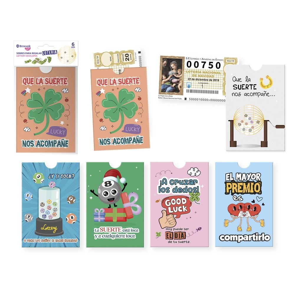 Sobres para Regalar Lotería Pack 6 unidades BISMARK Navidad Imagen principal del producto