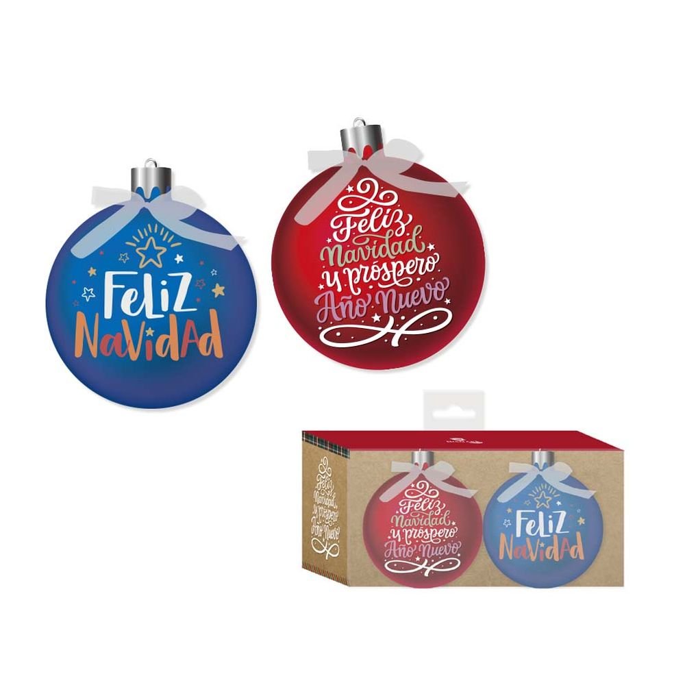 SET 2 BOLAS NAVIDAD CON TEXTO | BISMARK NAVIDAD | ENVASE 12 UDS. UNIDAD | 18430173336603 Imagen principal del producto