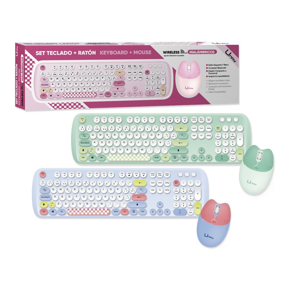 SET TECLADO + RATON BLUETOOTH TECLAS REDONDAS | UMAY | 1 UNIDAD | 8430173336842 Imagen principal del producto