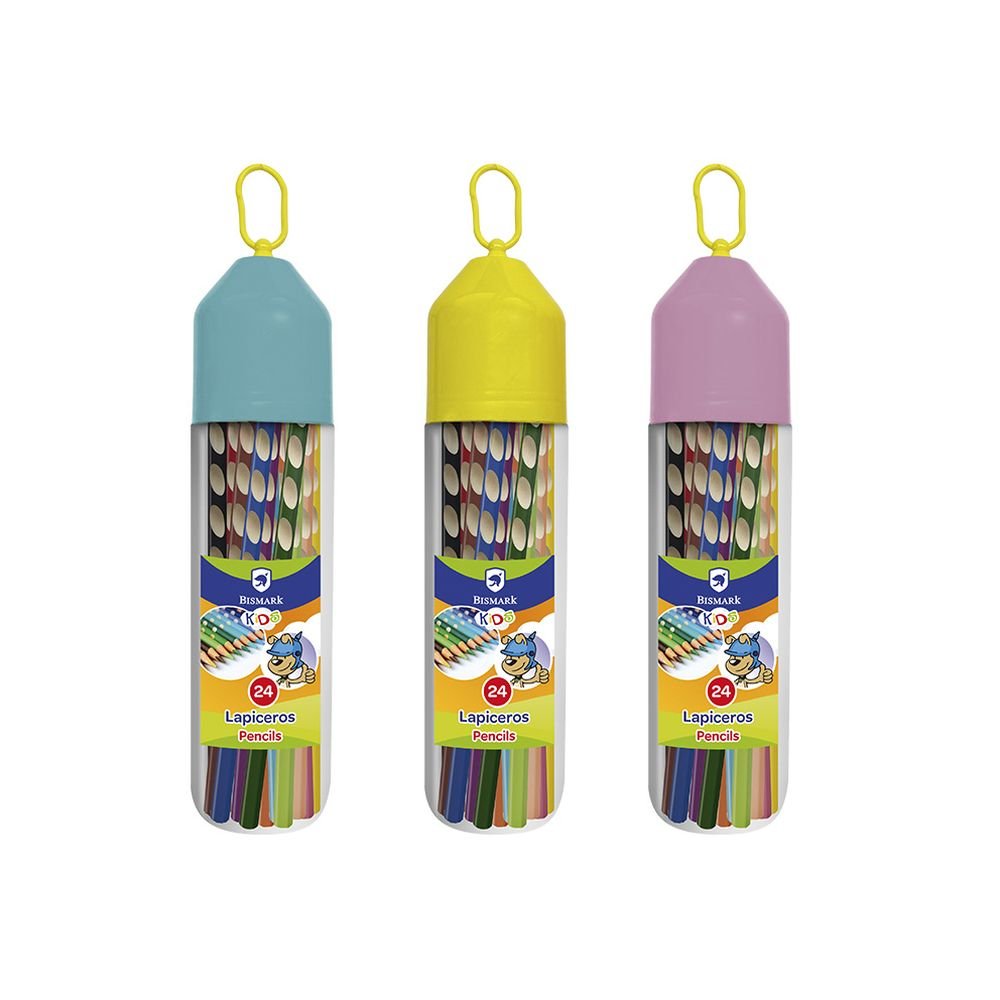 SET 24 LAPICES DE COLORES EN BOTE COLGANTE | 1 UNIDADES | (POESSA BISMARK KIDS)