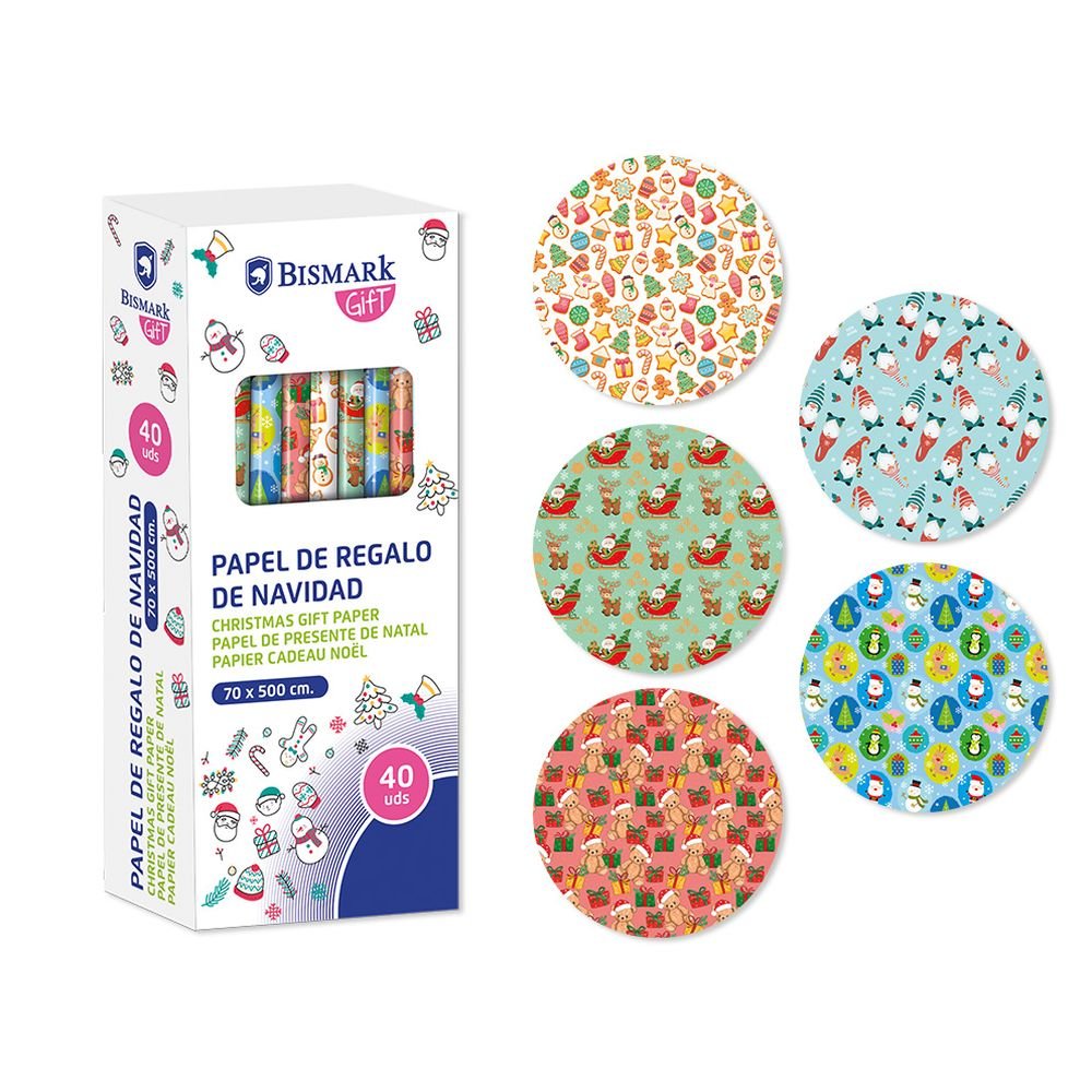 PAPEL DE REGALO NAVIDAD JUGUETES 70X500 CM | BISMARK NAVIDAD | ENVASE 40 UDS. UNIDAD | 18430173337174