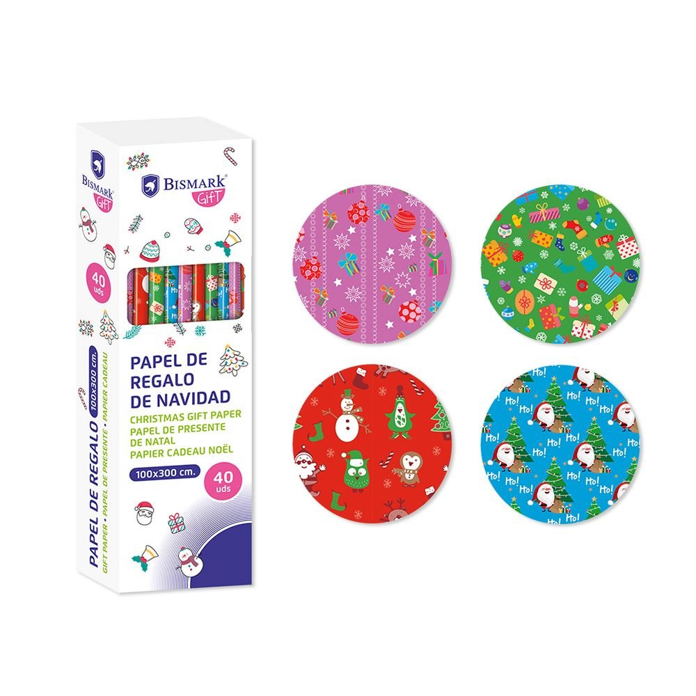 PAPEL DE REGALO NAVIDAD GIFTS 100X300 CM | BISMARK NAVIDAD | ENVASE 40 UDS. UNIDAD | 18430173337181