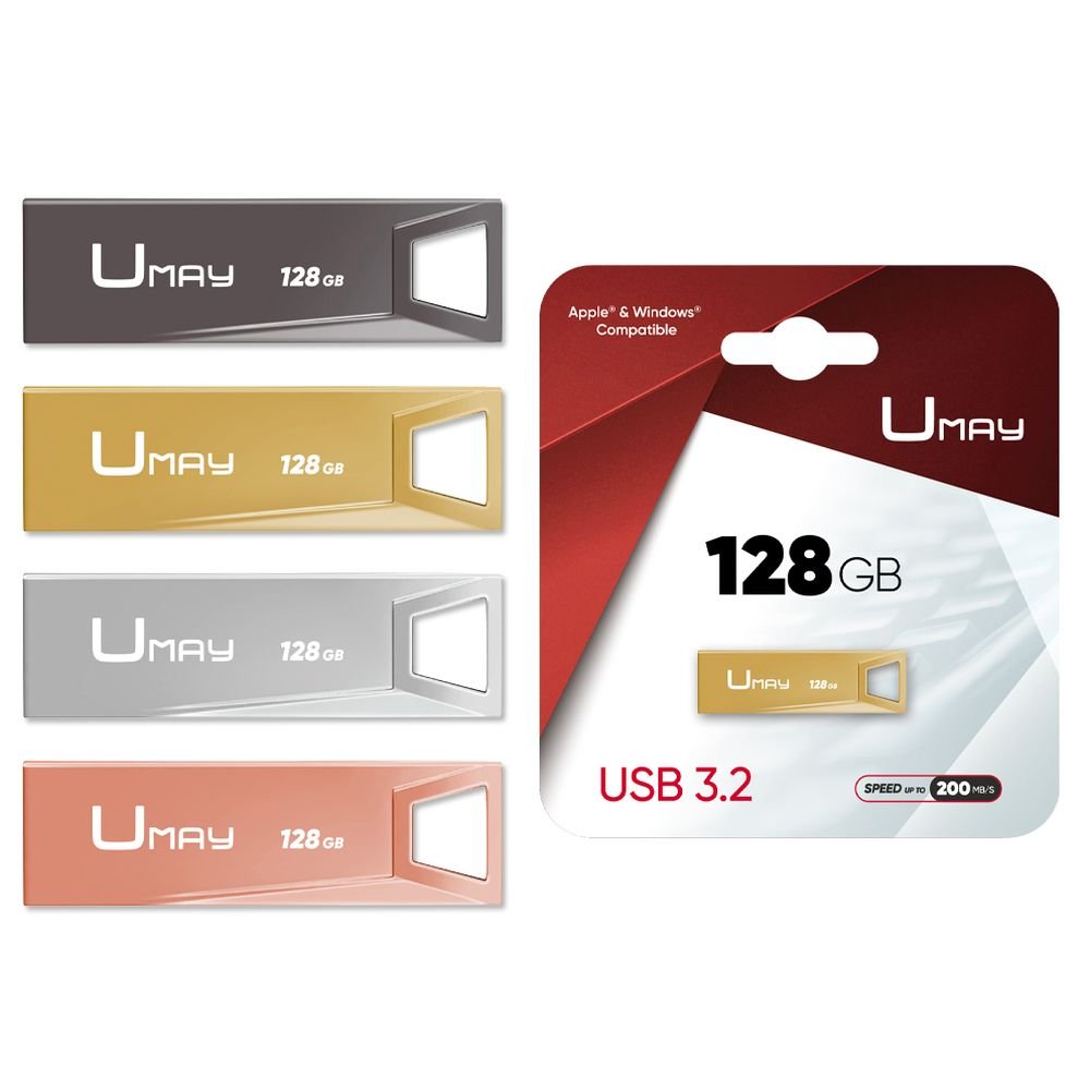 USB Metal 3.2 128GB con Llavero UMAY