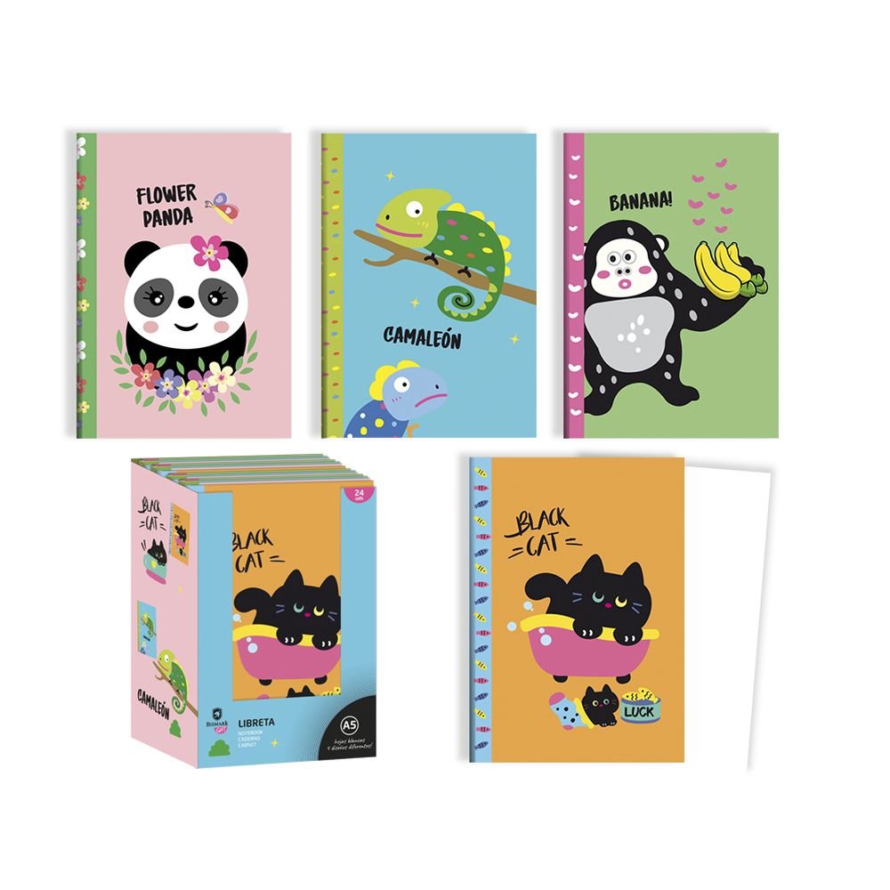 Expositor 24 Libreta Grapada Animals Marca Poessa Bismark Gift